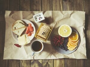 delicious breakfast with fish