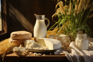 dairy products on a table