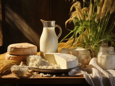 dairy products on a table