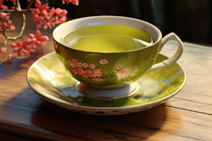 green tea in a beautiful ceramic cup