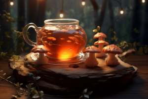 teapot and mushrooms