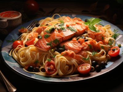 pasta with sea products and herbs