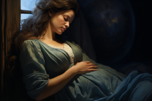 pretty, sleeping pregnant woman