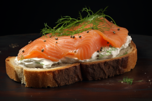 smoked salmon on toast with cream cheese