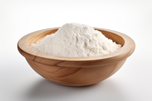 white powder in a wooden bowl