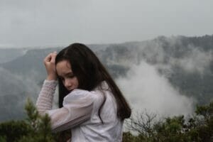 black-haired woman with anxiety