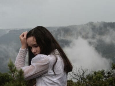 black-haired woman with anxiety