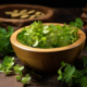 bacopa monnieri herb in a wooden bowl