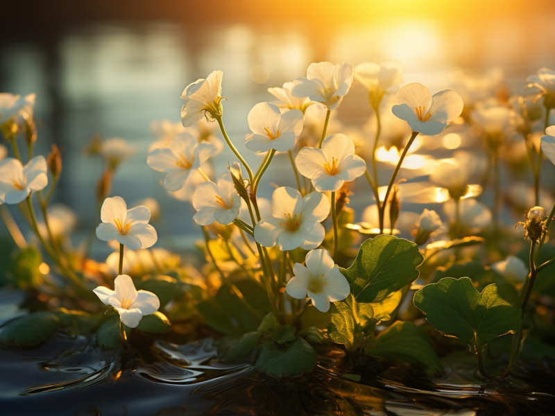 bacopa monnieri during golden hour