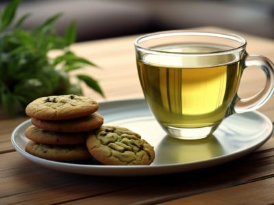 green tea and cookies