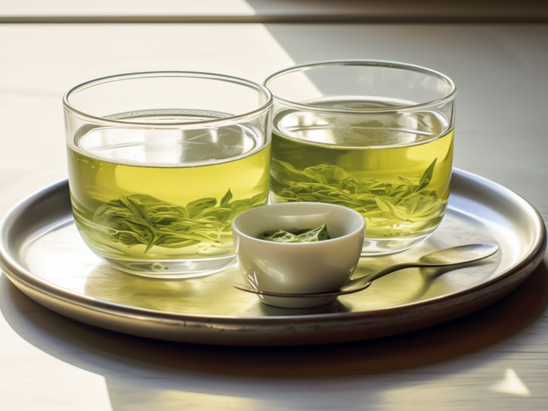 two cups of green tea