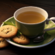 green tea and cookies on a table