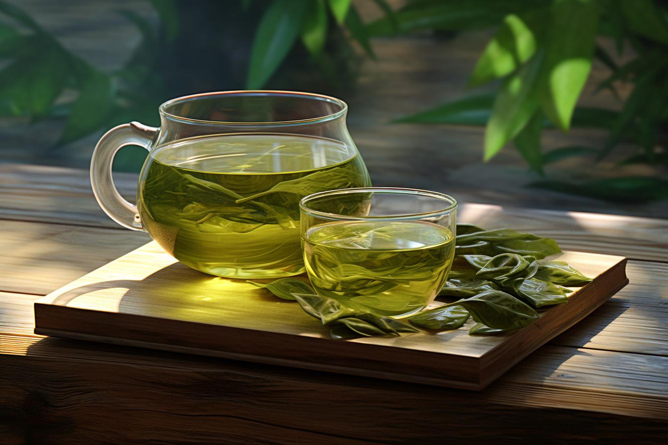 green tea leaves containing l-theanine