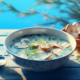 mushroom soup on a wooden table