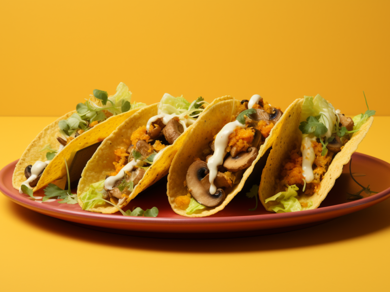 mushroom tacos on a plate 