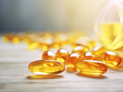 omega-3 supplements on a table