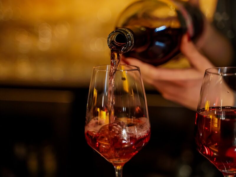 pouring wine into a glass