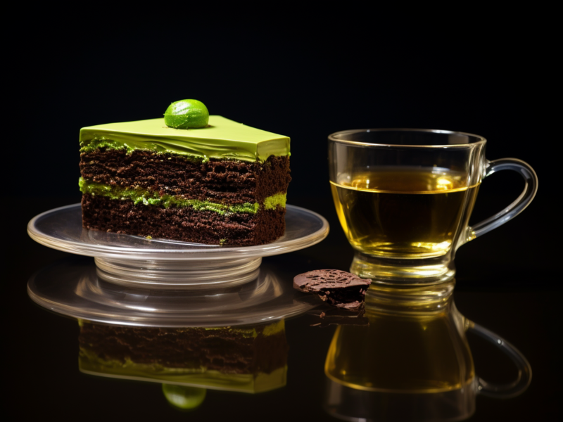 green tea and chocolate cake 