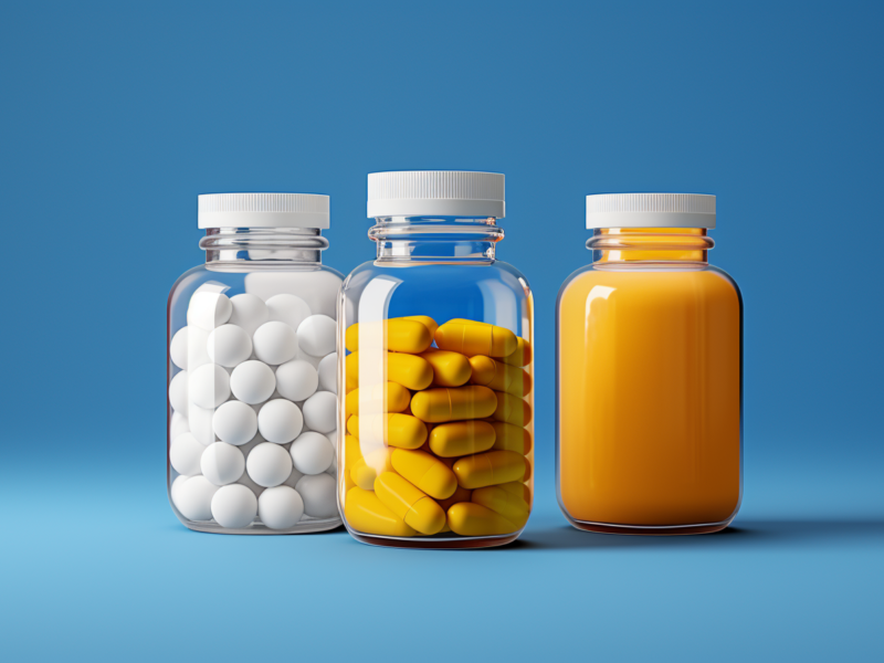 three medical bottles for supplements