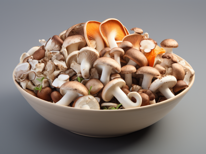 different types of mushroom in a bowl 