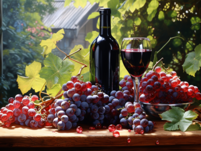 red wine and grapes